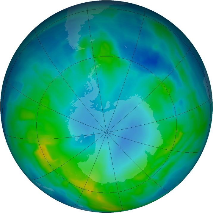 Antarctic ozone map for 04 May 2015